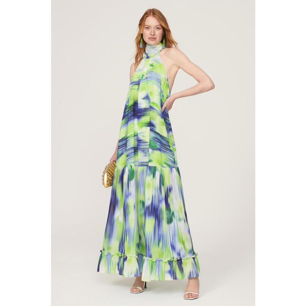 One33 Social Multicolor Green Tie Dye Gown Size 8 with Fabric Pull